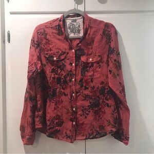 JAK 100% Cotton M Floral Button-Up Shirt made in USA